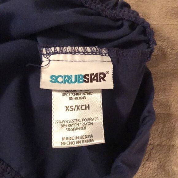 Scrubstar XS EUC Navy w/teal details drawstring scrub pants - Picture 11 of 13